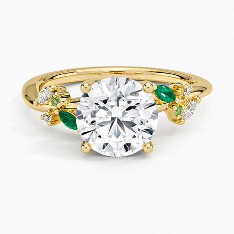 Arden Diamond Ring with Lab Emerald Accents